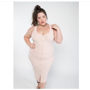 PREMME pink ribbed bodycon dress 0x